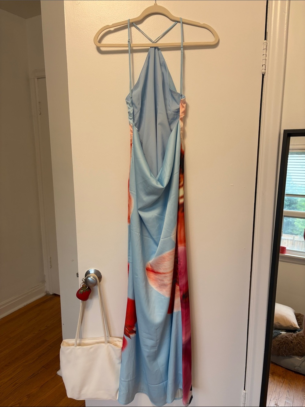 Peppermayo Sky Blue Maxi Dress with Red Floral Print - Picture 8 of 9